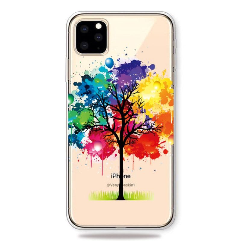 Coque iPhone 11 Max Pro Transparente Arbre Aquarelle