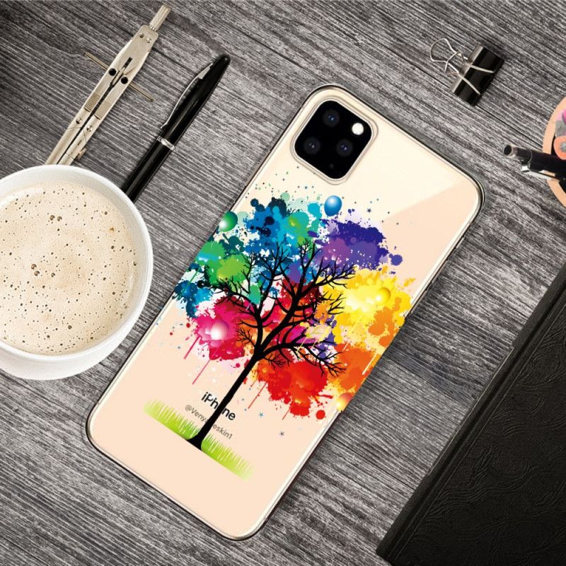 Coque iPhone 11 Max Pro Transparente Arbre Aquarelle