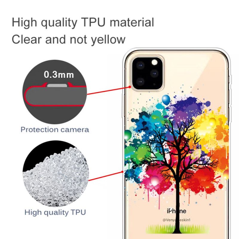 Coque iPhone 11 Max Pro Transparente Arbre Aquarelle