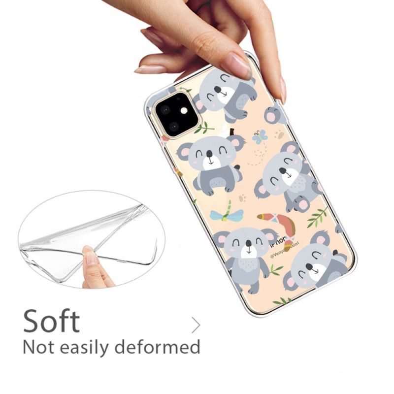 Coque iPhone 11 Mignons Koalas Gris