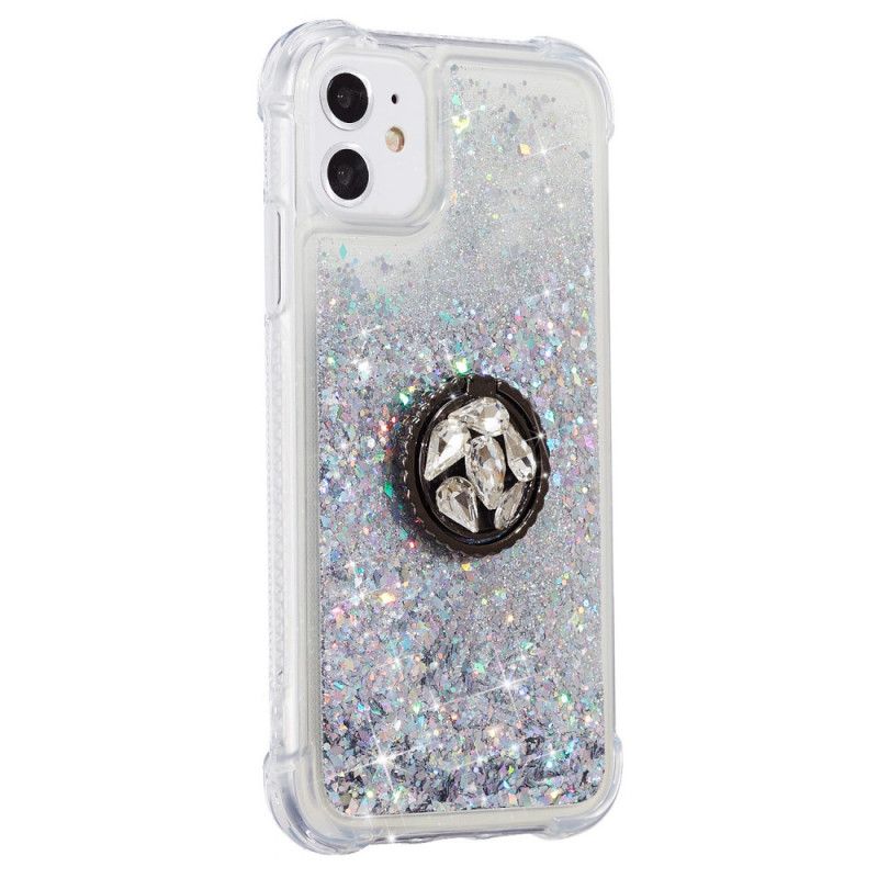 Coque iPhone 11 Paillettes Avec Anneau-support