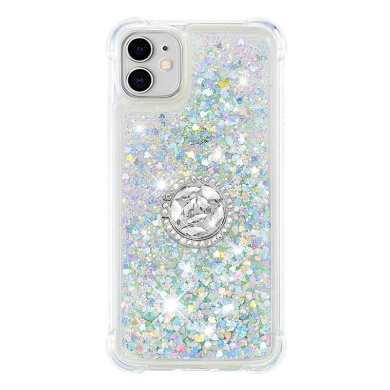 Coque iPhone 11 Paillettes Avec Anneau-support Diamants