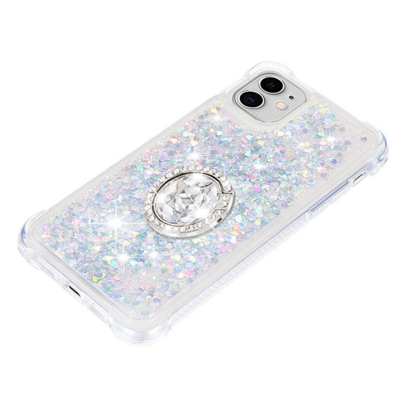 Coque iPhone 11 Paillettes Avec Anneau-support Diamants