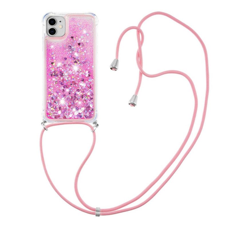 Coque iPhone 11 Paillettes Et Cordon