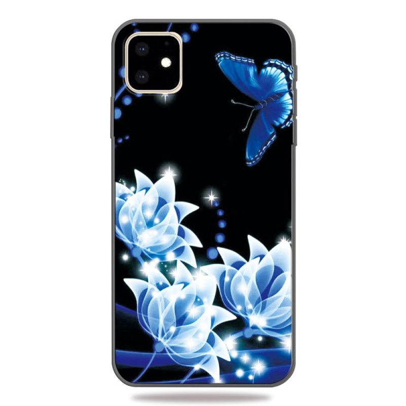 Coque iPhone 11 Papillon Et Nénuphars Bleus