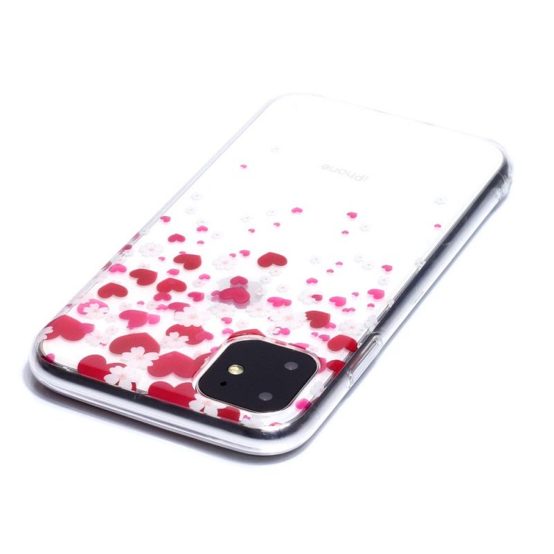 Coque iPhone 11 Pluie De Coeurs