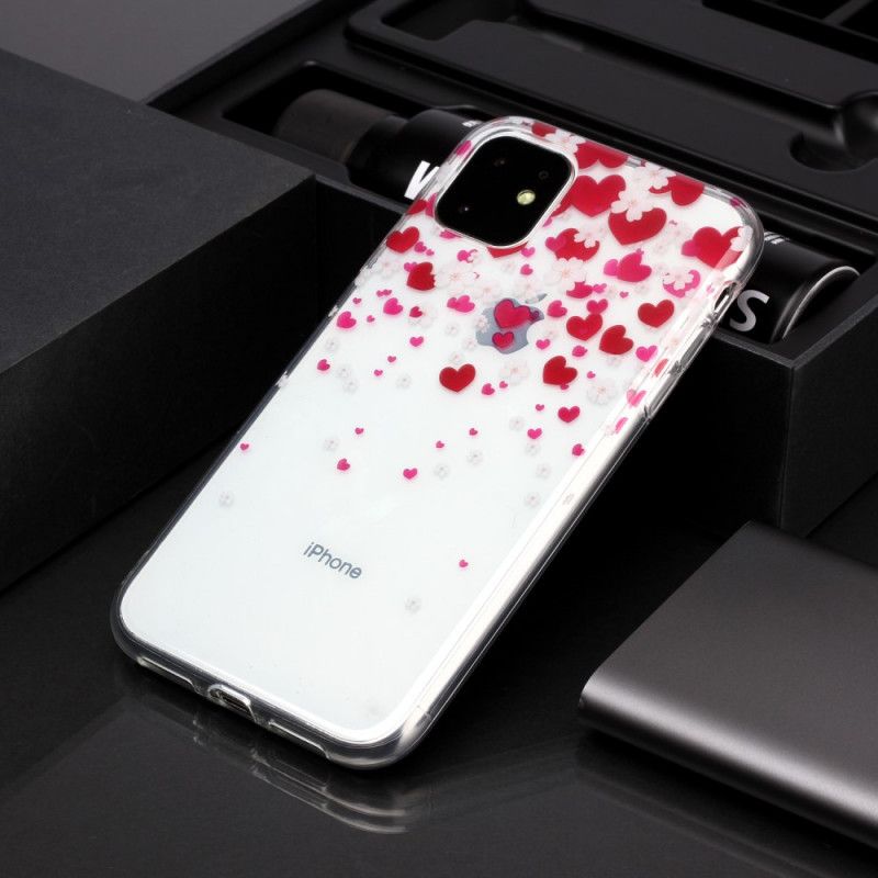 Coque iPhone 11 Pluie De Coeurs