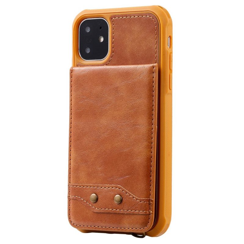 Coque iPhone 11 Porte-cartes Rabattable Avec Lanière