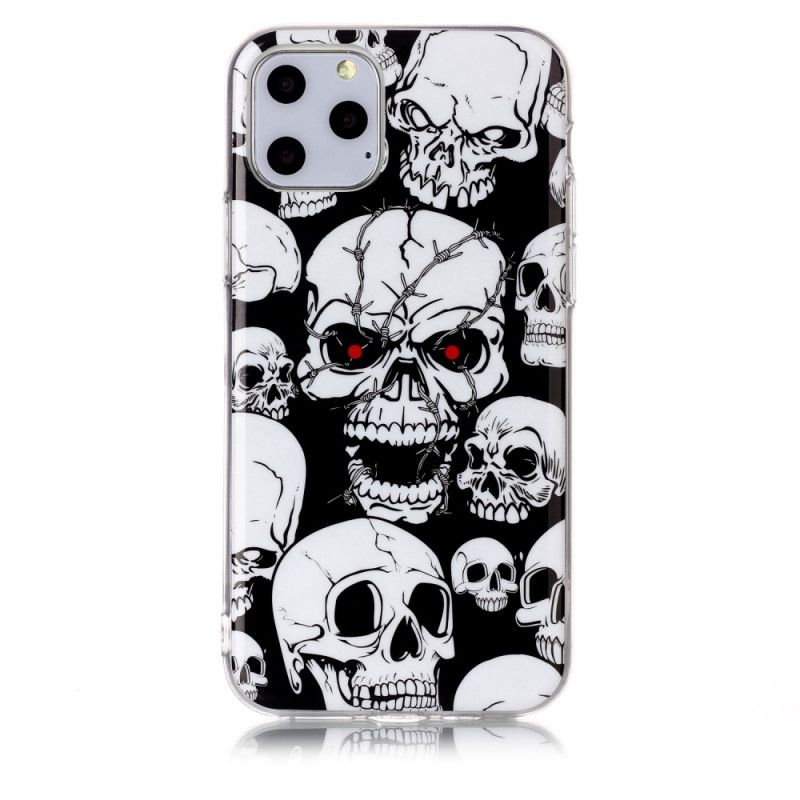 Coque iPhone 11 Pro Attention Têtes De Mort Fluorescente