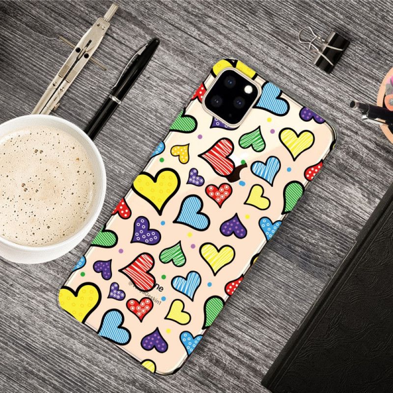 Coque iPhone 11 Pro Coeurs Multicolors