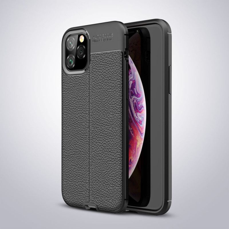 Coque iPhone 11 Pro Effet Cuir Litchi Double Line