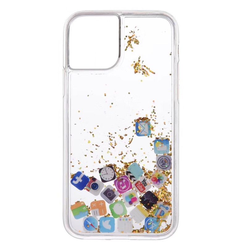 Coque iPhone 11 Pro Icônes App Paillettes