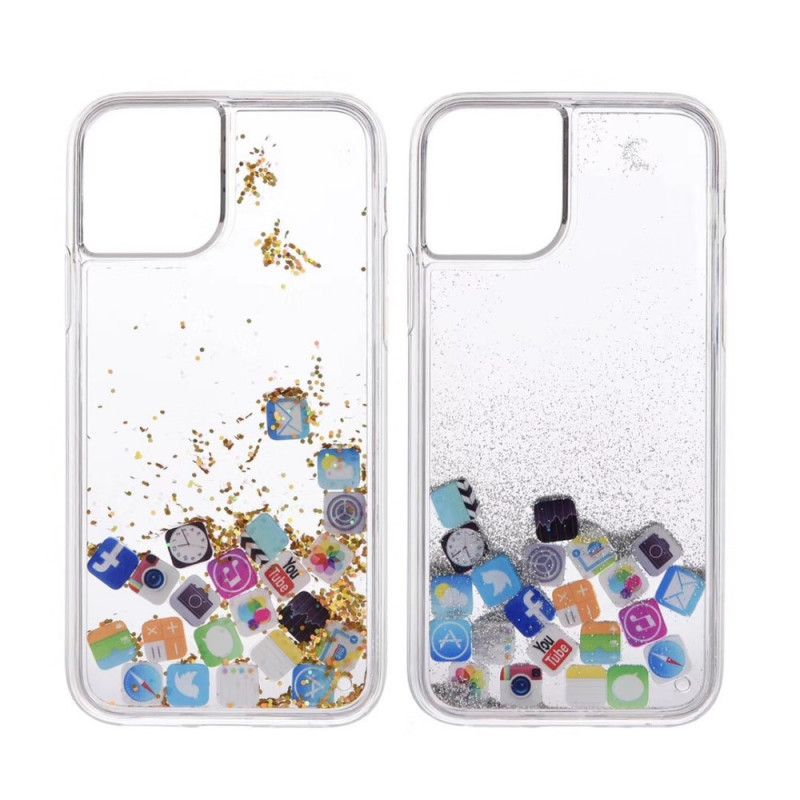 Coque iPhone 11 Pro Icônes App Paillettes