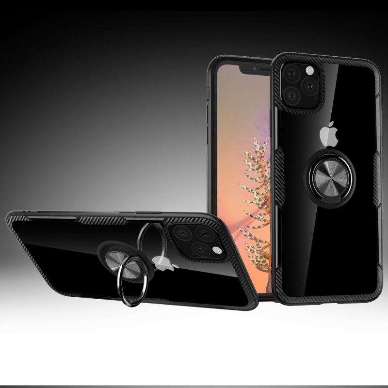 Coque iPhone 11 Pro Max Anneau-support Rebords Effet Métal