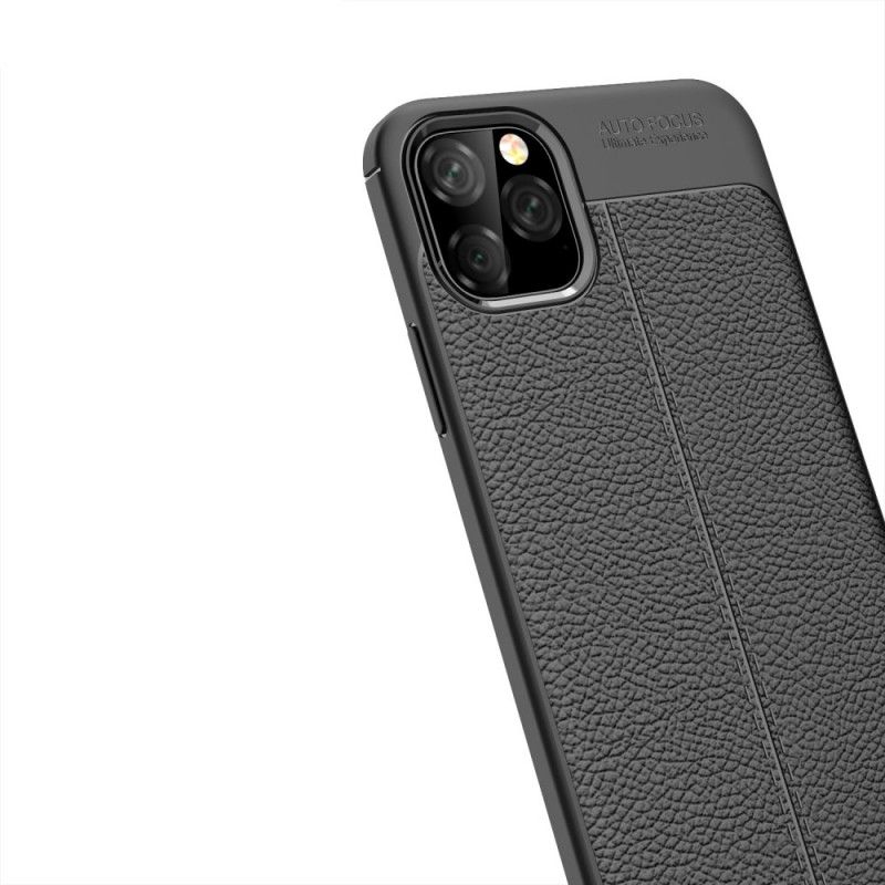 Coque iPhone 11 Pro Max Effet Cuir Litchi Double Line