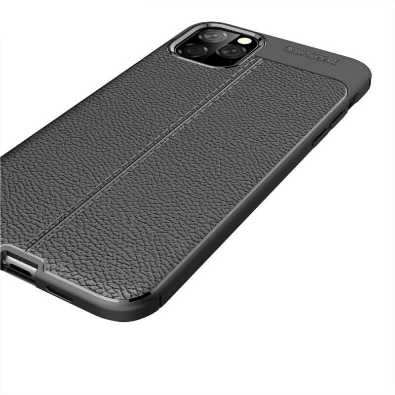 Coque iPhone 11 Pro Max Effet Cuir Litchi Double Line