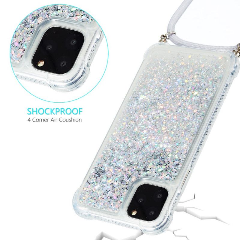 Coque iPhone 11 Pro Max Paillettes Et Cordon