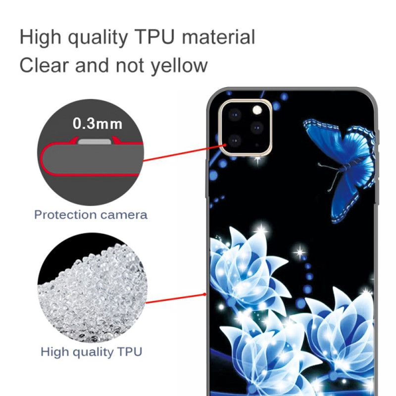 Coque iPhone 11 Pro Max Papillon Et Nénuphars Bleus