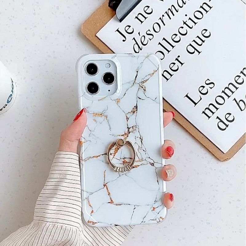 Coque iPhone 11 Pro Max Style Marbre Anneau-support