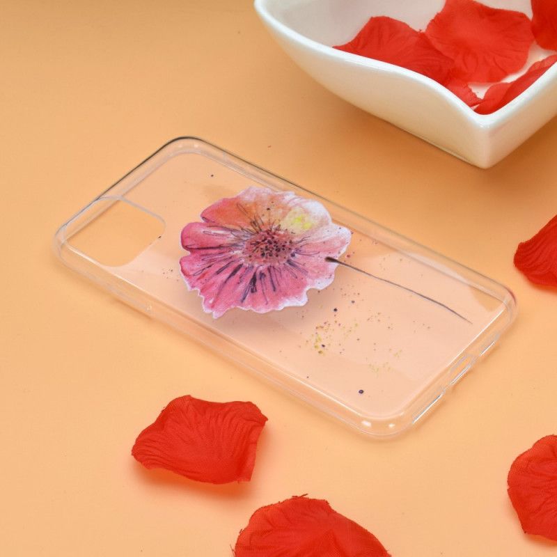 Coque iPhone 11 Pro Max Transparente Coquelicot Aquarelle