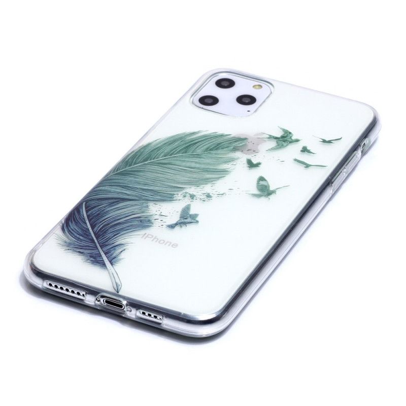 Coque iPhone 11 Pro Max Transparente Plume Colorée