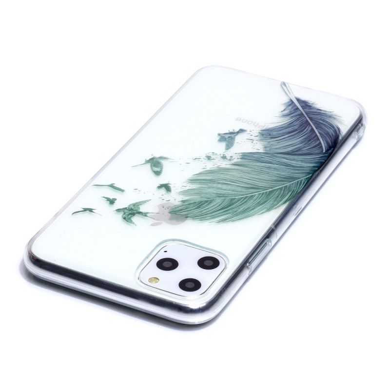 Coque iPhone 11 Pro Max Transparente Plume Colorée