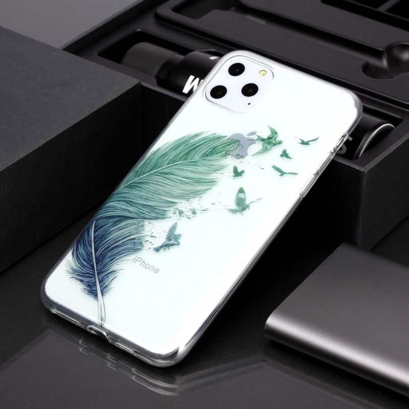 Coque iPhone 11 Pro Max Transparente Plume Colorée