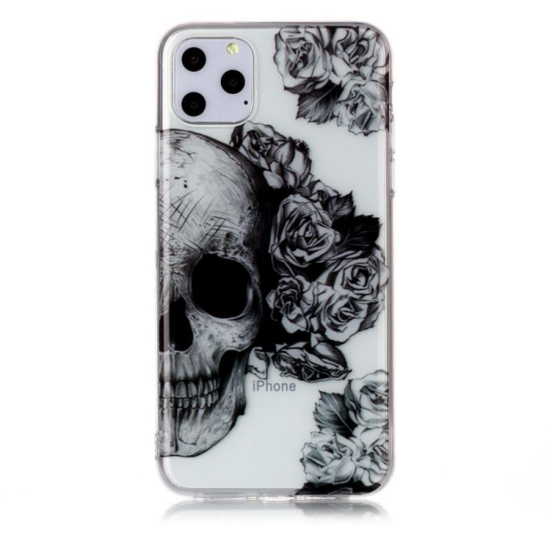 Coque iPhone 11 Pro Max Transparente Tête De Mort Fleurie