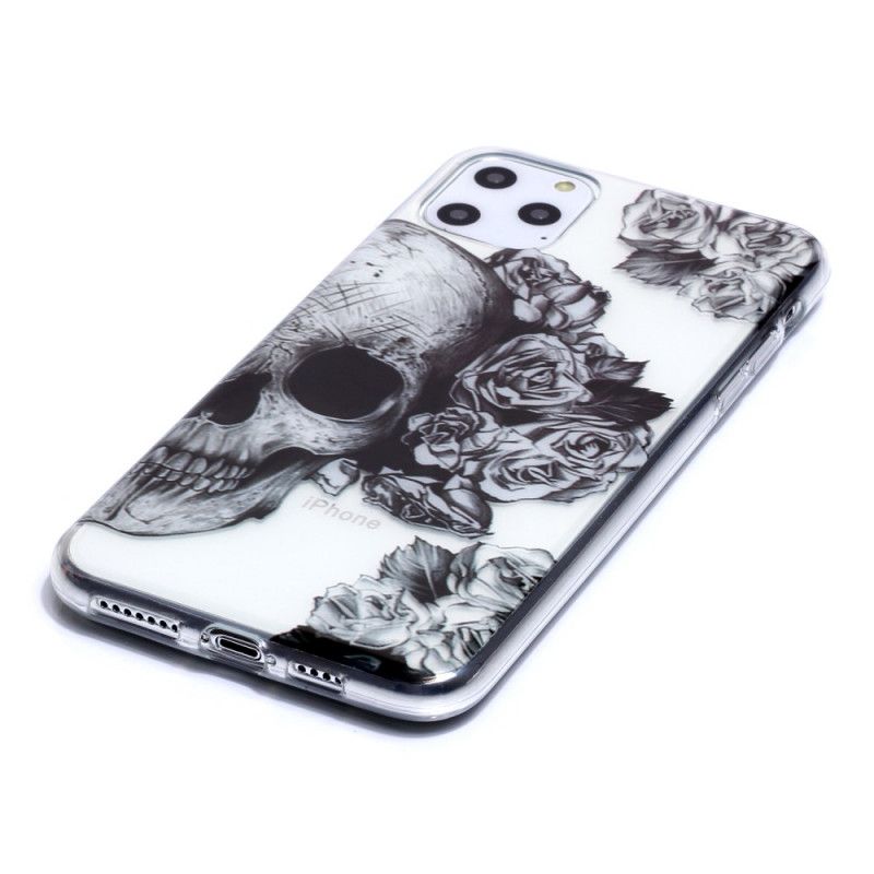 Coque iPhone 11 Pro Max Transparente Tête De Mort Fleurie