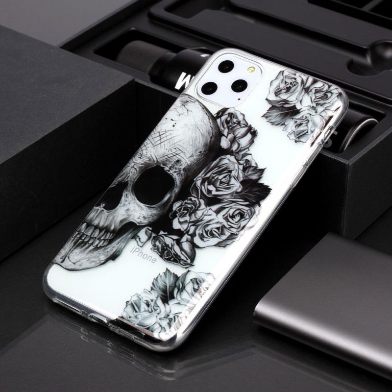 Coque iPhone 11 Pro Max Transparente Tête De Mort Fleurie