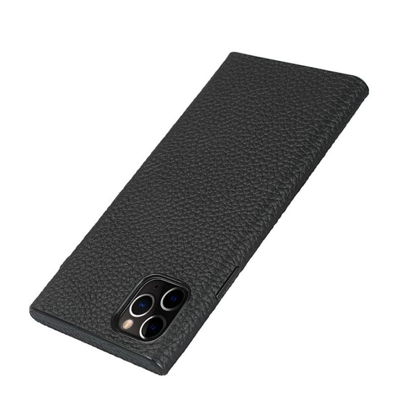 Coque iPhone 11 Pro Max Véritable Cuir Litchi Avec Lanière