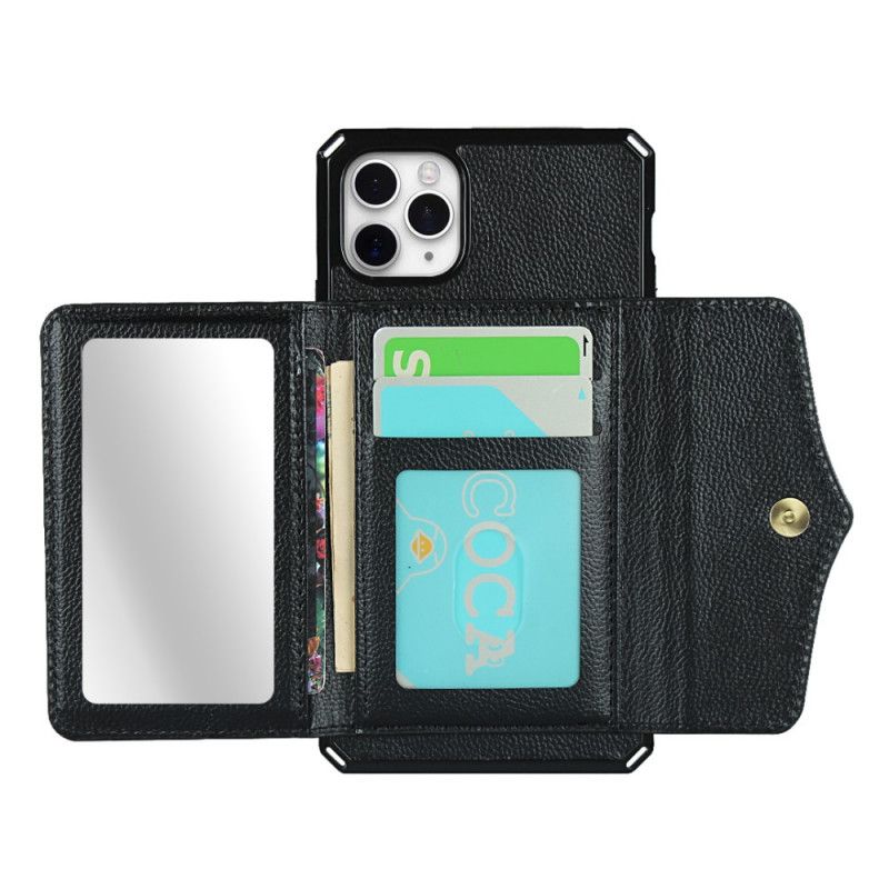 Coque iPhone 11 Pro Multi-fonctionnelle Avec Miroir Et Lanière