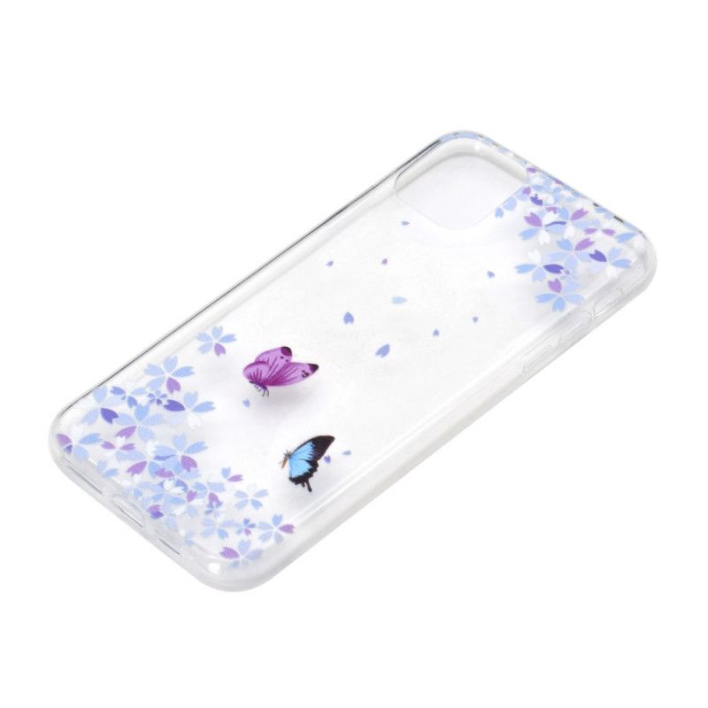 Coque iPhone 11 Pro Transparente Papillons Et Fleurs