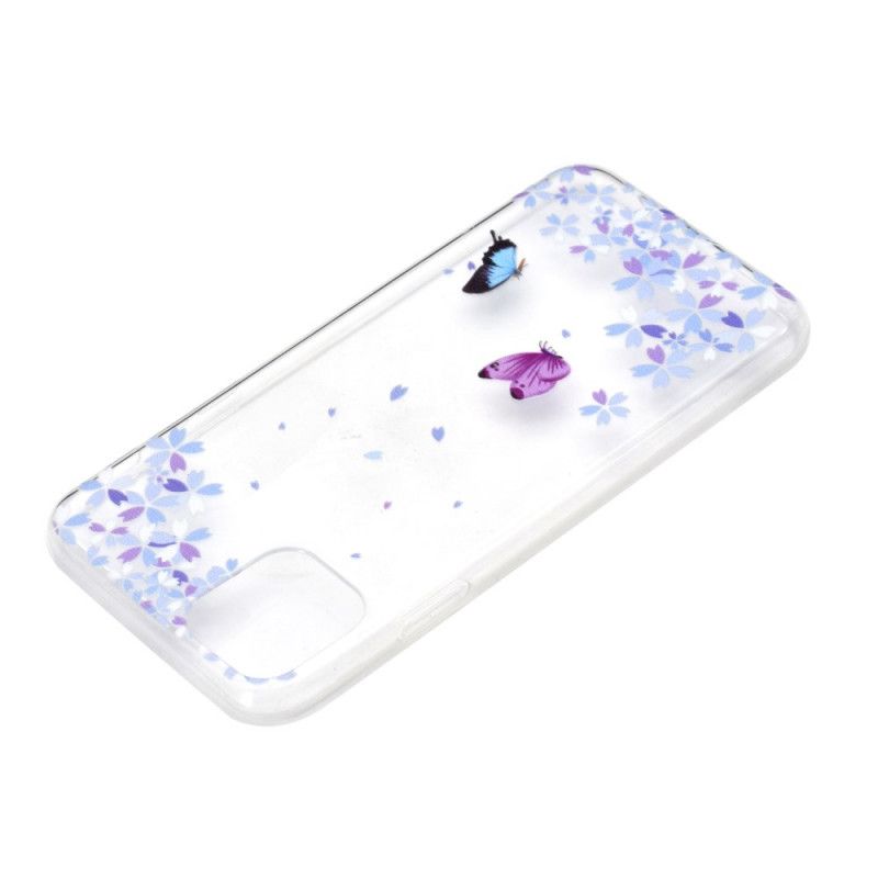 Coque iPhone 11 Pro Transparente Papillons Et Fleurs