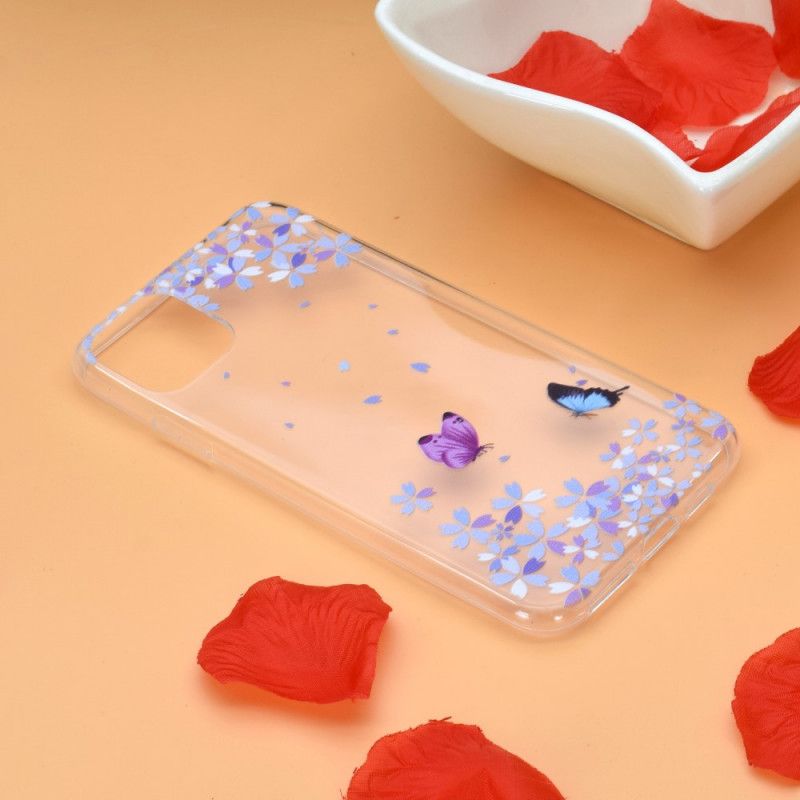 Coque iPhone 11 Pro Transparente Papillons Et Fleurs