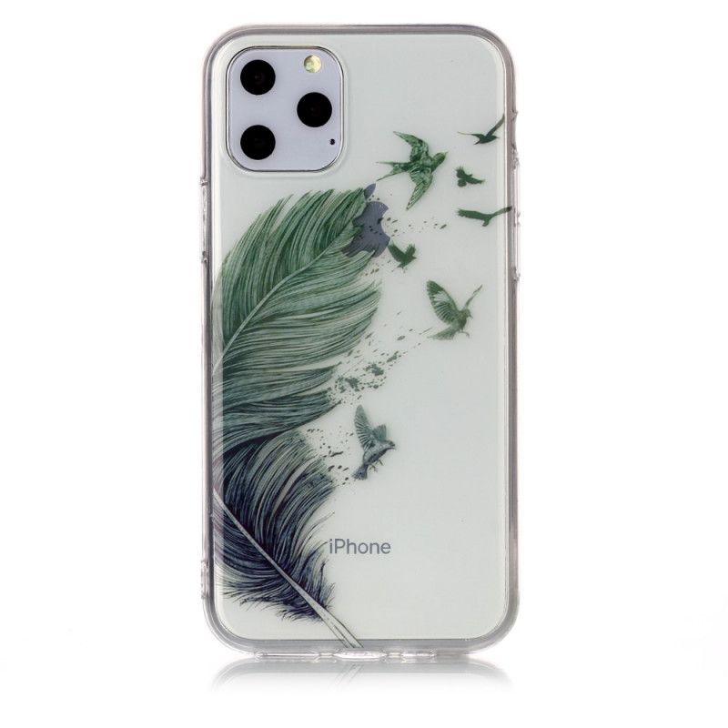 Coque iPhone 11 Pro Transparente Plume Colorée