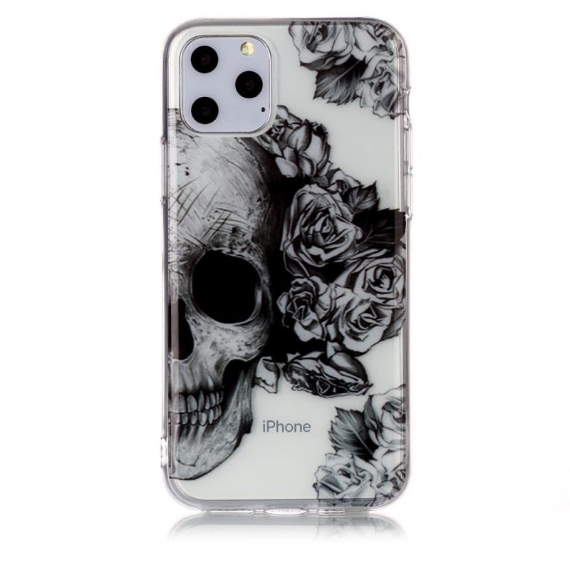 Coque iPhone 11 Pro Transparente Tête De Mort Fleurie