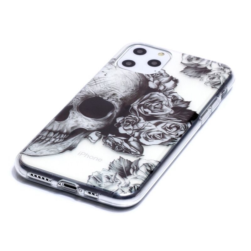 Coque iPhone 11 Pro Transparente Tête De Mort Fleurie