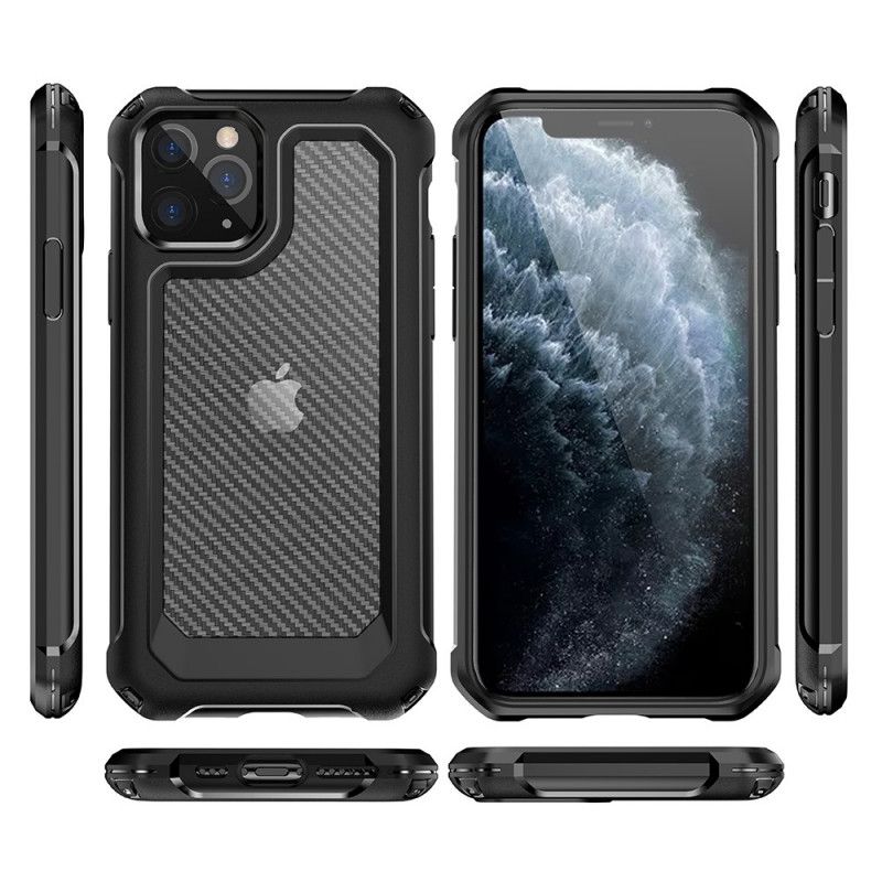 Coque iPhone 11 Pro Transparente Texture Fibre Carbone