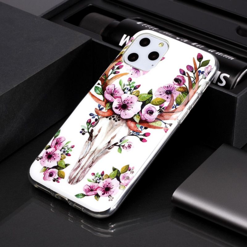 Coque iPhone 11 Pro Wapiti Fleuri Fluorescente