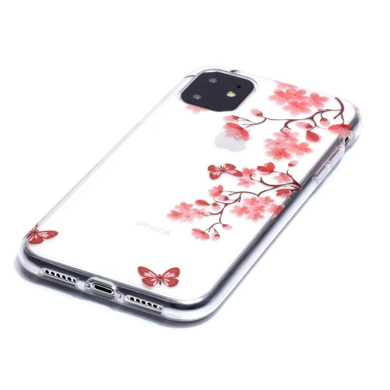 Coque iPhone 11 Transparente Branche Au Papillons