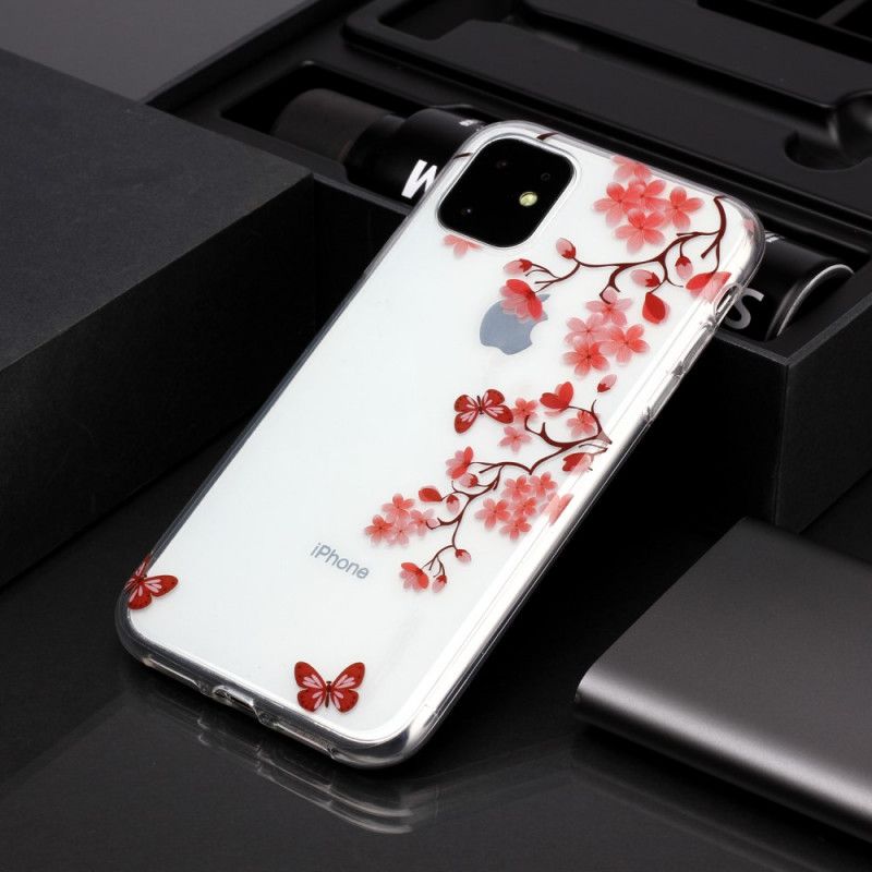 Coque iPhone 11 Transparente Branche Au Papillons