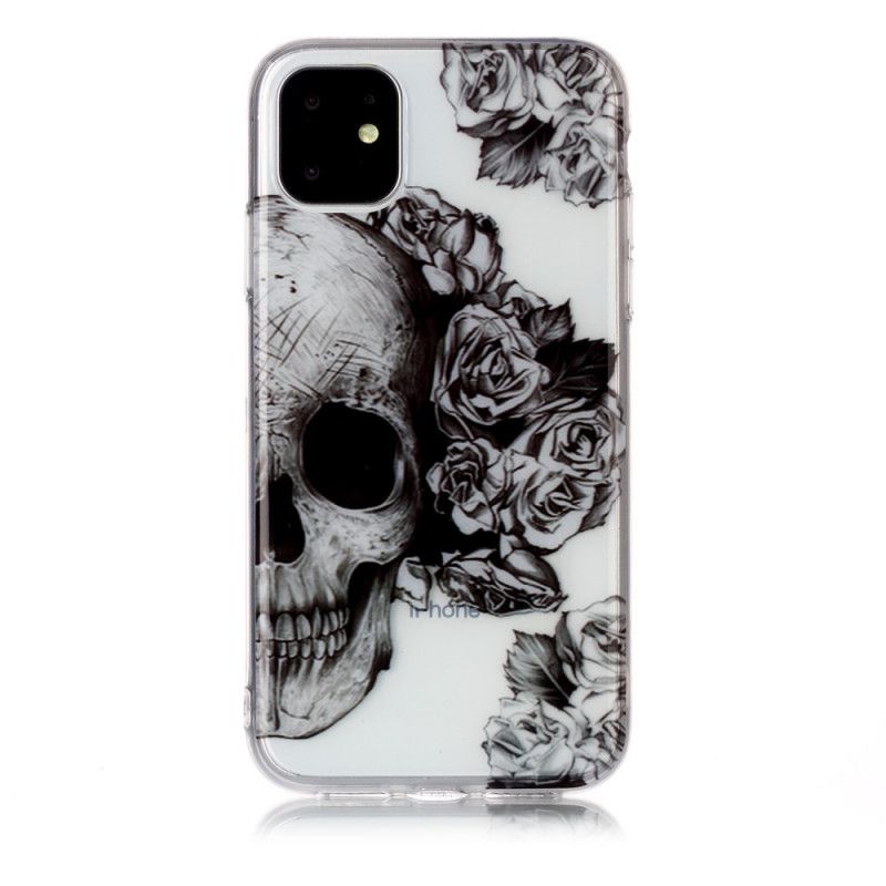 Coque iPhone 11 Transparente Tête De Mort Fleurie