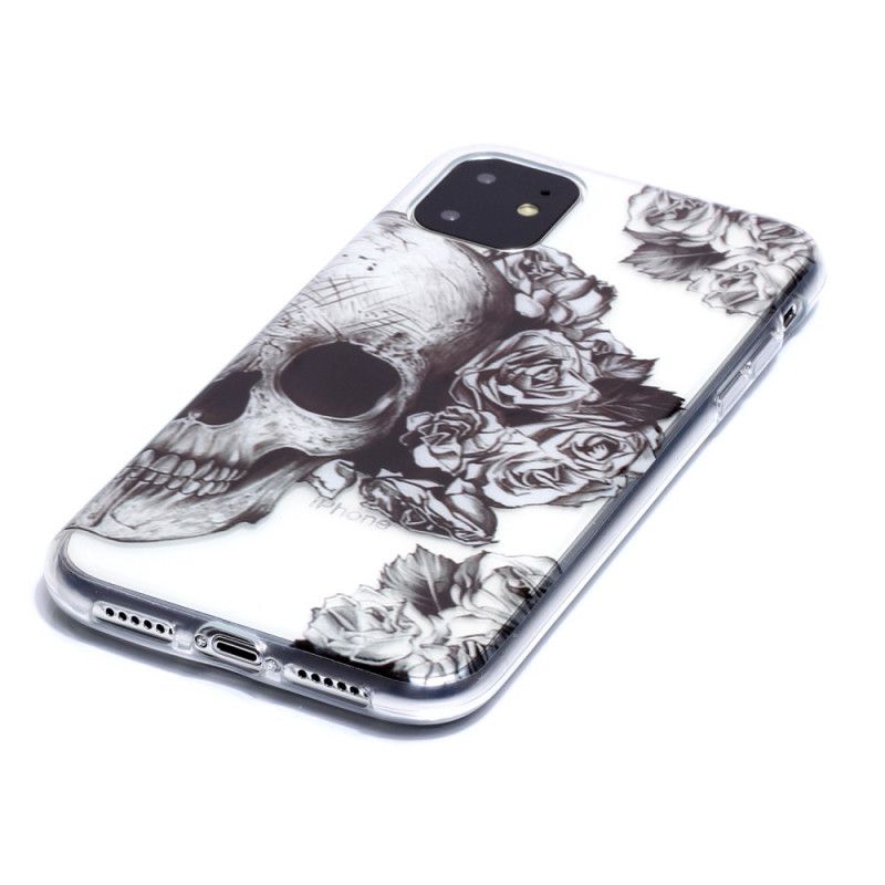 Coque iPhone 11 Transparente Tête De Mort Fleurie