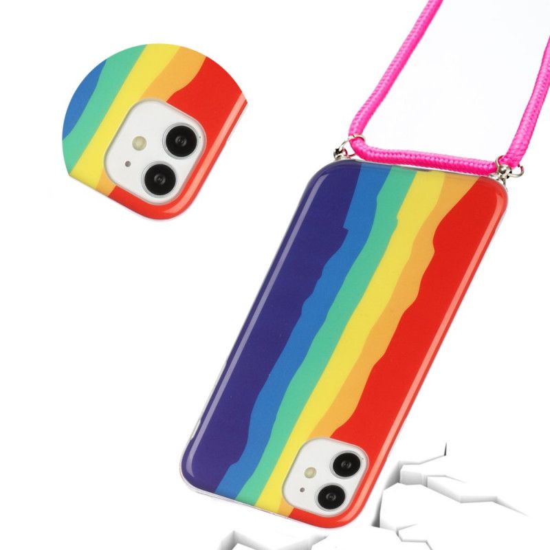 Coque iPhone 12 Mini À Cordon Arc-en-ciel