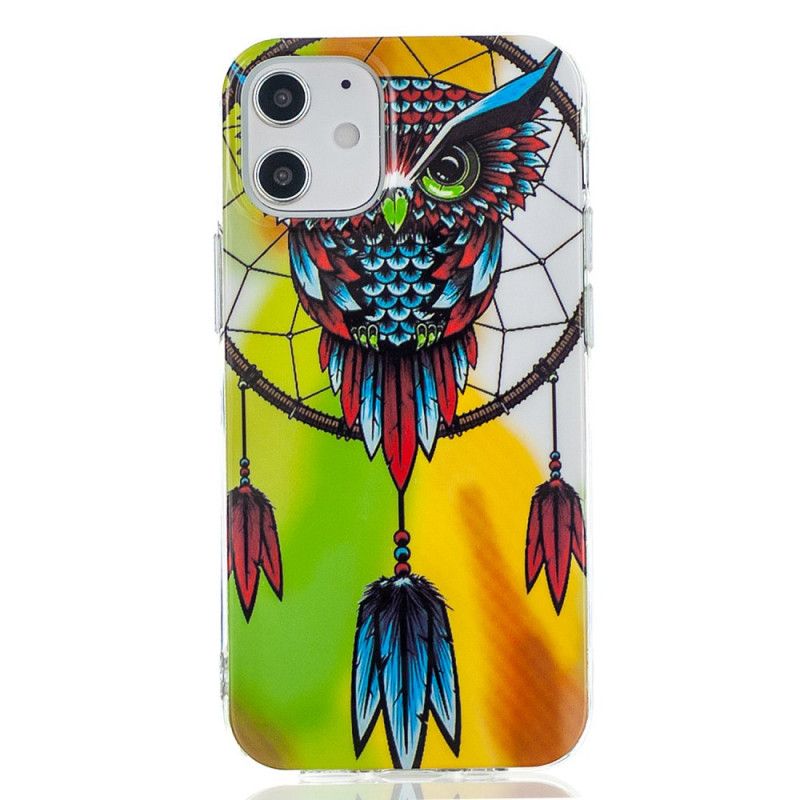 Coque iPhone 12 Mini Attrape Rêves Hibou Fluorescente