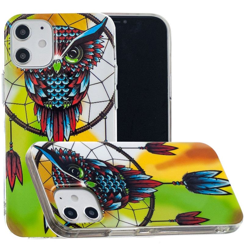 Coque iPhone 12 Mini Attrape Rêves Hibou Fluorescente