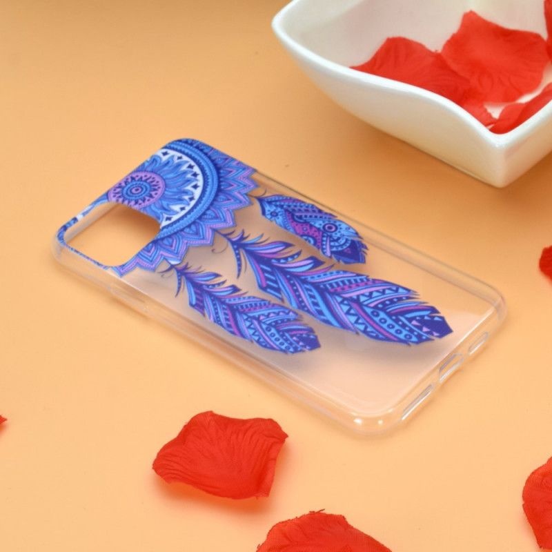 Coque iPhone 12 Mini Attrape Rêves Plumes Bleue