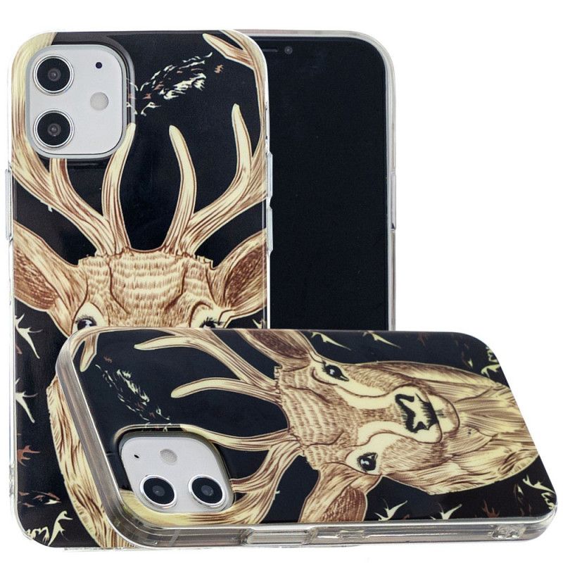 Coque iPhone 12 Mini Cerf Majestueux Fluorescente