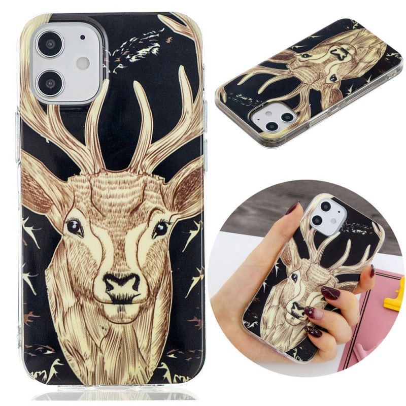 Coque iPhone 12 Mini Cerf Majestueux Fluorescente